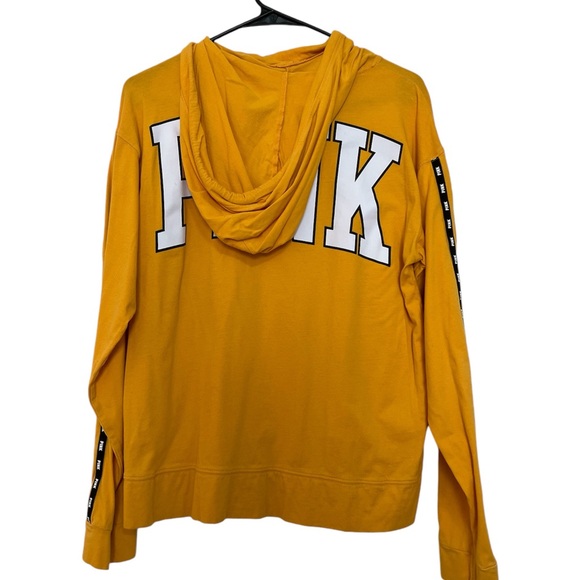 Victoria's Secret Pink Hoodie Varsity Tee Shirt in Golden SZ M | Yellow VS Pink - Picture 2 of 12